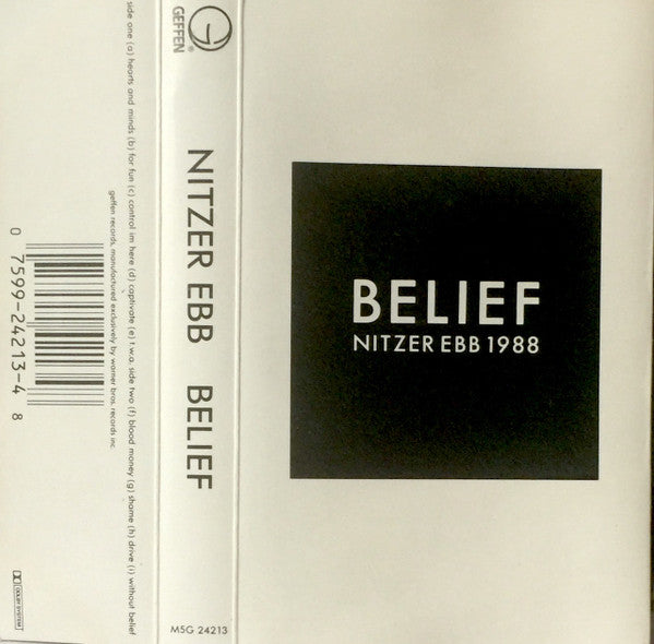 Nitzer Ebb - Belief - Mint- Cassette 1989 Geffen USA Tape - Industrial / Electronic - Shuga Records