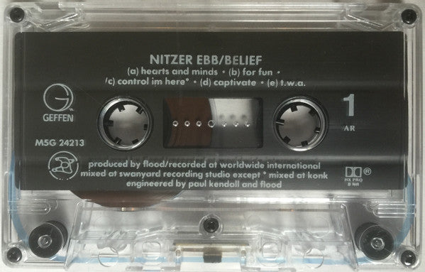 Nitzer Ebb - Belief - Mint- Cassette 1989 Geffen USA Tape - Industrial / Electronic - Shuga Records
