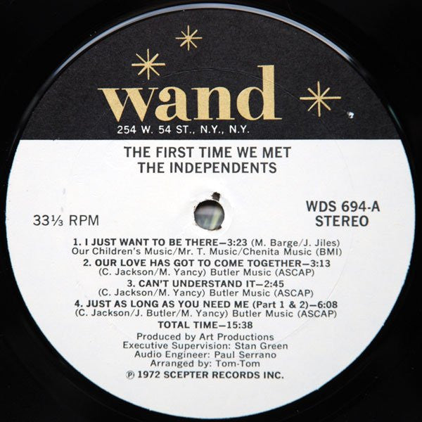 The Independents - The First Time We Met - Mint- LP Record 1972 Wand USA Original Vinyl - Soul / Funk - Shuga Records
