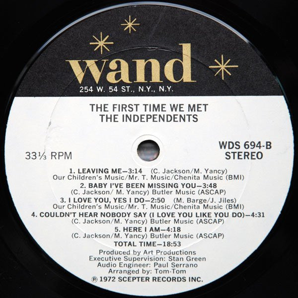 The Independents - The First Time We Met - Mint- LP Record 1972 Wand USA Original Vinyl - Soul / Funk - Shuga Records