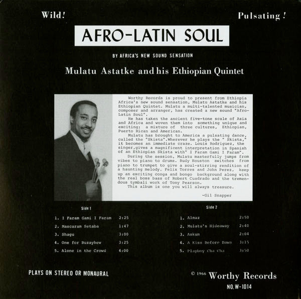 Mulatu Astatke & His Ethiopian Quintet - Afro-Latin Soul (1966) - Mint- LP Record 2005 Worthy USA 180 gram Vinyl - Jazz / Afro-Cuban Jazz - Shuga Records