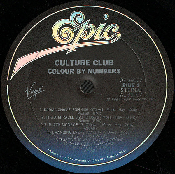 Culture Club - Colour By Numbers - VG+ LP Record 1983 Epic Virgin USA Vinyl - Pop Rock / Synth-pop / New Wave - Shuga Records