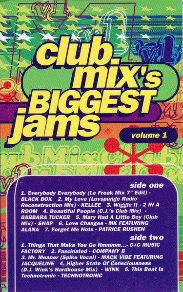 Various - Club Mix's Biggest Jams Volume 1 - VG+ Cassette 1996 Cold Front USA Tape - Electronic / House - Shuga Records