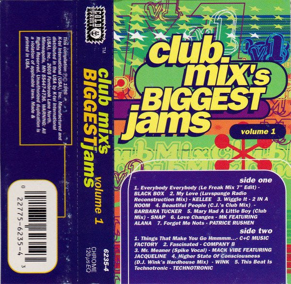 Various - Club Mix's Biggest Jams Volume 1 - VG+ Cassette 1996 Cold Front USA Tape - Electronic / House - Shuga Records