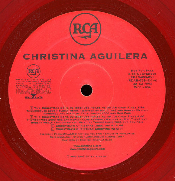 Christina Aguilera - The Christmas Song (Chestnuts Roasting On An Open Fire) - Mint- EP Record 1999 RCA USA Promo Red Vinyl - Pop / Holiday / House - Shuga Records
