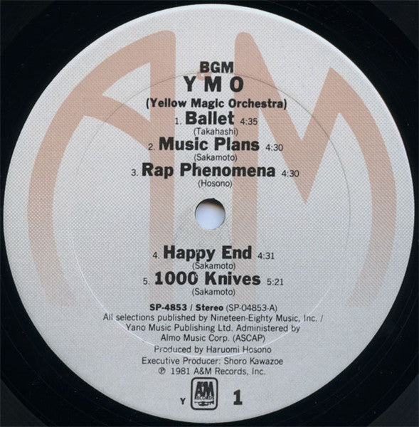 Yellow Magic Orchestra / YMO - BGM LP Record 1981 A&M USA Promo Original Vinyl - Synth-pop / Electronic / Experimental - Shuga Records