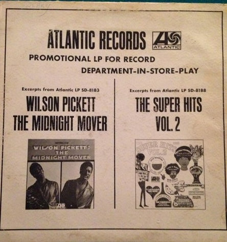 Wilson Pickett / Various - Promotional LP For Record Department-In-Store-Play - VG+ LP Record 1968 Atlantic USA Promo Vinyl - Soul / R&B / Funk / Pop Rock - Shuga Records