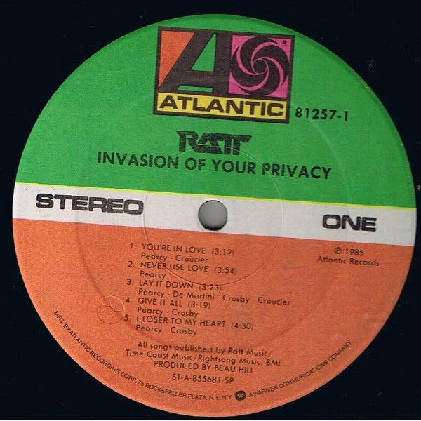 Ratt - Invasion Of Your Privacy - Mint- LP Record 1985 Atlantic USA Original Press Vinyl, Inner & Insert - Hard Rock / Heavy Metal / Arena - Shuga Records