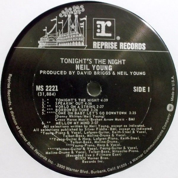 Neil Young - Tonight's The Night - VG LP Record 1975 Reprise USA Original Vinyl - Classic Rock / Folk Rock - Shuga Records