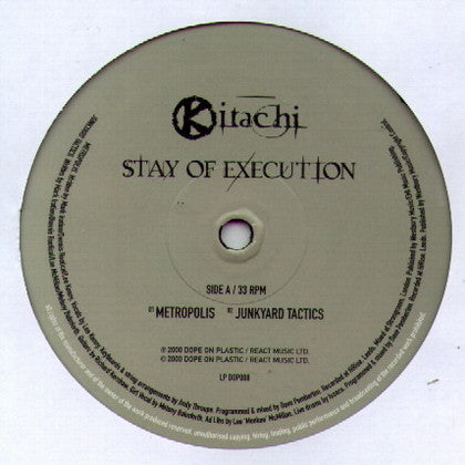 Kitachi - Stay of Execution - VG+ 3 LP Record 2000 React / Dope On Plastic UK Vinyl - Electronic / Drum n Bass / Downtempo - Shuga Records