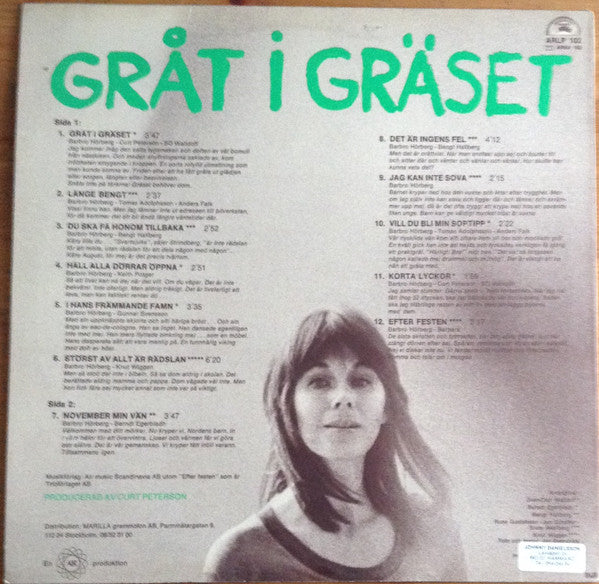 Barbro Hörberg - Gråt I Gräset - Mint- LP Record 1975 Aubergine Sweden Vinyl - Folk Rock / Soft Rock - Shuga Records