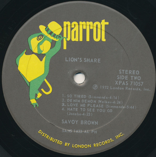 Savoy Brown - Lion's Share - VG+ LP Record 1972 Parrot USA Philips Pressing Vinyl - Rock / Blues Rock / Classic Rock