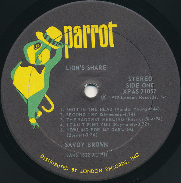 Savoy Brown - Lion's Share - VG+ LP Record 1972 Parrot USA Philips Pressing Vinyl - Rock / Blues Rock / Classic Rock