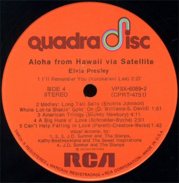 Elvis Presley - Aloha From Hawaii Via Satellite (1973) - Mint- 2 LP Record 1974 RCA USA Quadraphonic Vinyl, Inners & Hyper Sticker - Rock & Roll - Shuga Records