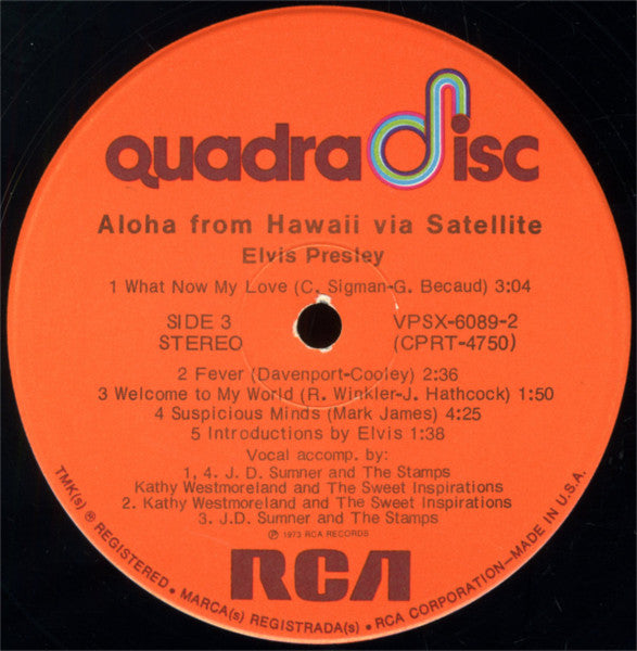 Elvis Presley - Aloha From Hawaii Via Satellite (1973) - Mint- 2 LP Record 1974 RCA USA Quadraphonic Vinyl, Inners & Hyper Sticker - Rock & Roll - Shuga Records