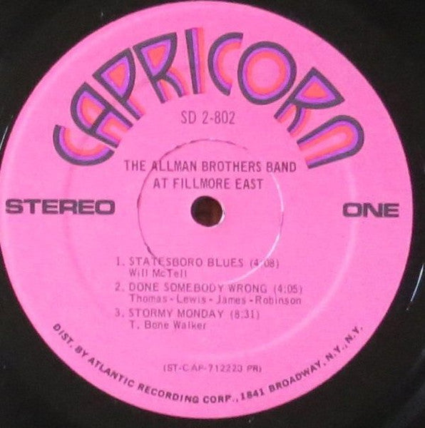The Allman Brothers Band - At Fillmore East - VG 2 LP Record 1971 Capricorn USA Original Vinyl Pink Labels - Classic Rock / Blues Rock - Shuga Records
