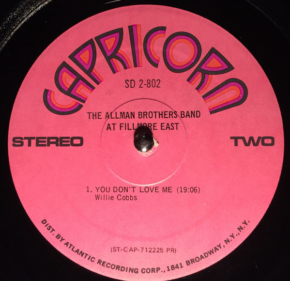 The Allman Brothers Band - At Fillmore East - VG 2 LP Record 1971 Capricorn USA Original Vinyl Pink Labels - Classic Rock / Blues Rock - Shuga Records