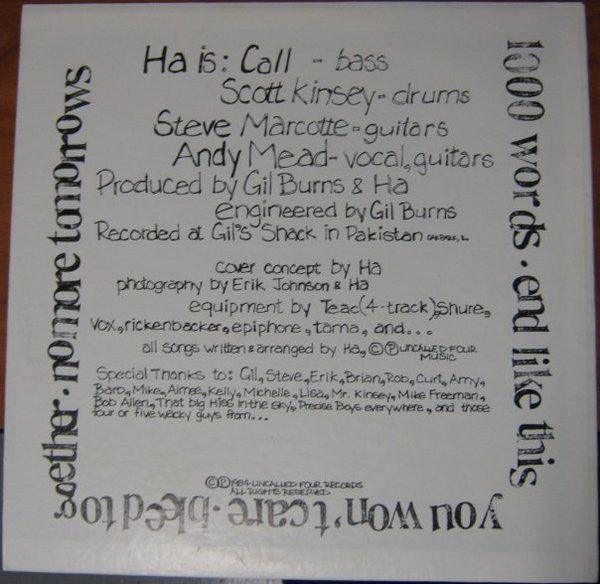 Ha - Ah - VG+ EP Record 1984 USA Original Vinyl - Chicago Rock / Alternative Rock / Garage Rock - Shuga Records