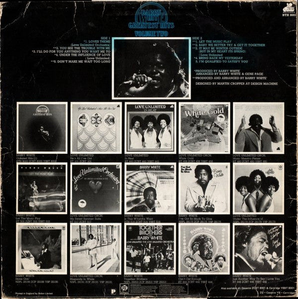Barry White - Greatest Hits Volume Two - VG+ LP Record 1977 20th Century UK Vinyl - Soul / Funk / Disco - Shuga Records