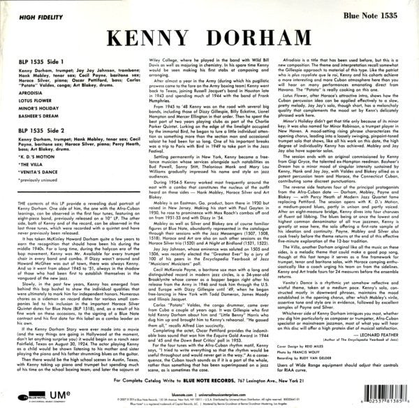Kenny Dorham ‎– Afro-Cuban (1955) Mint- LP Record 2014 Blue Note USA Vinyl - Jazz / Afro-Cuban - Shuga Records