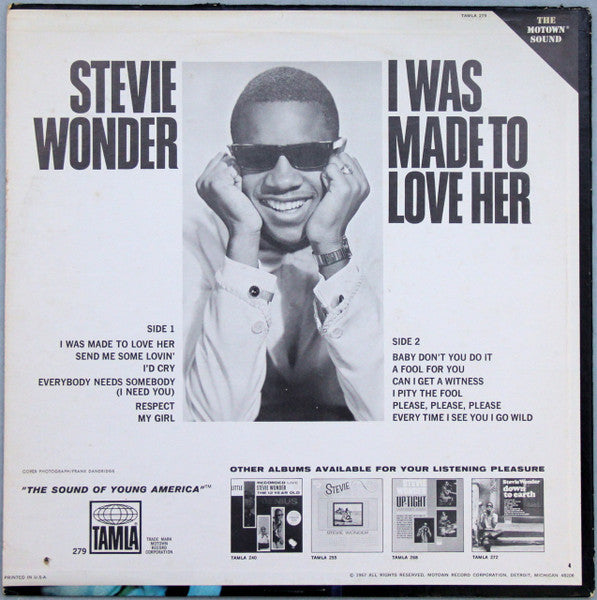 Stevie Wonder - I Was Made To Love Her (1967) - VG+ (vg cover) LP Record 1968 Tamla USA Stereo Vinyl - Soul - Shuga Records