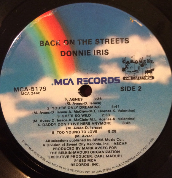 Donnie Iris - Back On The Streets - Mint- LP Record 1980 MCA USA Original Vinyl - Pop Rock - Shuga Records