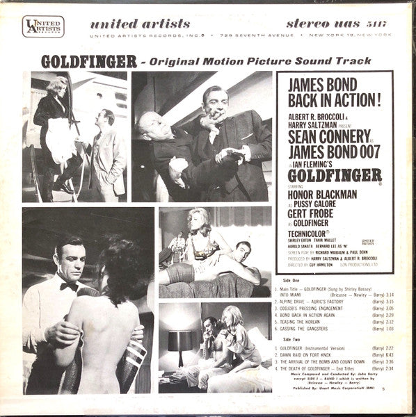 007 James Bond John Barry - Goldfinger (Original Motion Picture 1964) - VG LP Record 1970s United Artists USA Vinyl - Soundtrack - Shuga Records
