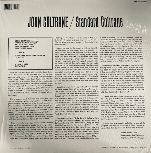 John Coltrane - Standard Coltrane (1962) - Mint- LP Record 2014 Prestige Original Jazz Classics USA Vinyl - Jazz / Hard Bop - Shuga Records