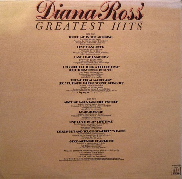 Diana Ross - Diana Ross' Greatest Hits - VG+ LP Record 1976 Motown USA Vinyl - Soul / Disco - Shuga Records