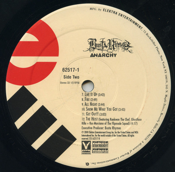 Busta Rhymes - Anarchy - Mint- (VG+ cover) 2 LP Record 2000 Elektra USA Original Vinyl & Insert - Hip Hop - Shuga Records