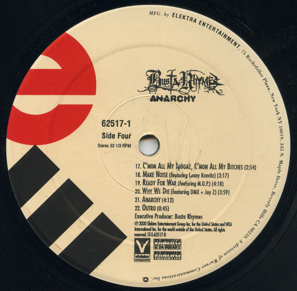 Busta Rhymes - Anarchy - Mint- (VG+ cover) 2 LP Record 2000 Elektra USA Original Vinyl & Insert - Hip Hop - Shuga Records