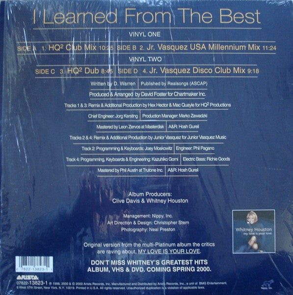 Whitney Houston - I Learned From The Best - VG+ 12" Single Record 2000 Arista USA Vinyl - House / Progressive House - Shuga Records