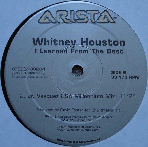 Whitney Houston - I Learned From The Best - VG+ 12" Single Record 2000 Arista USA Vinyl - House / Progressive House - Shuga Records