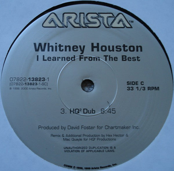 Whitney Houston - I Learned From The Best - VG+ 12" Single Record 2000 Arista USA Vinyl - House / Progressive House - Shuga Records
