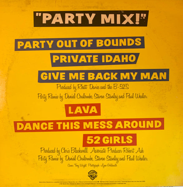 The B-52's - Party Mix! - VG+ LP Record 1981 Warner USA Original Vinyl - Synth-pop / New Wave - Shuga Records