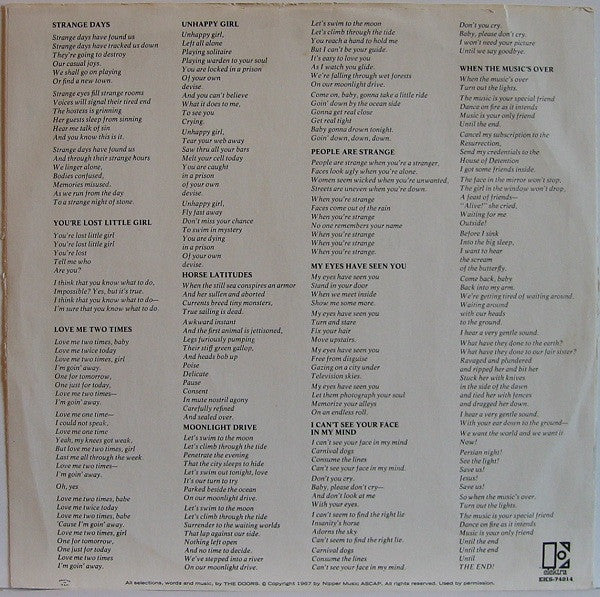 The Doors - Strange Days - VG LP Record 1967 Elektra USA Stereo Original Vinyl - Psychedelic Rock / Blues Rock - Shuga Records