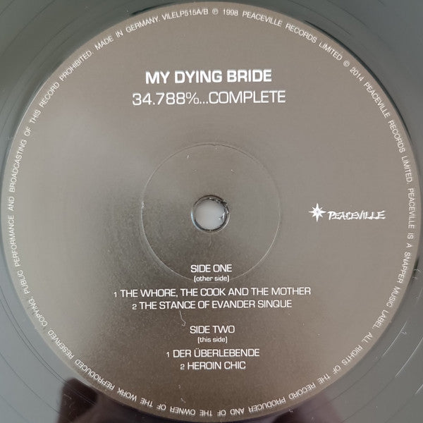My Dying Bride - 34.788%... Complete (1998) - Mint- 2 LP Record 2014 Peaceville Germany 180 gram Vinyl - Doom Metal / Experimental - Shuga Records