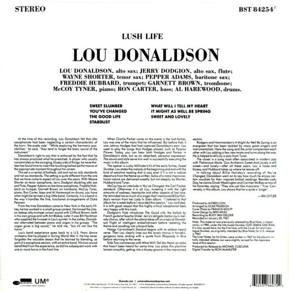 Lou Donaldson - Lush Life (1967/1980) - New LP Record 2014 Blue Note Vinyl - Jazz / Bop / Soul-Jazz - Shuga Records