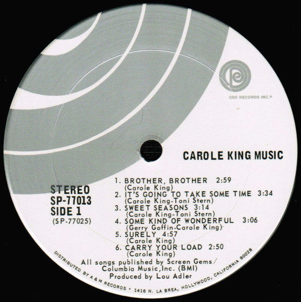 Carole King - Music - VG LP Record 1971 Ode USA Vinyl & Insert - Soft Rock / Folk Rock - Shuga Records