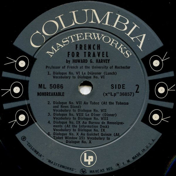 Howard G. Harvey - French For Travel - VG+ LP Record 1955 Columbia USA Vinyl & Inserts - Education / Non-Music - Shuga Records