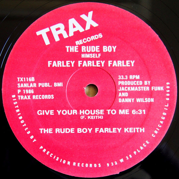The Rude Boy Himself Farley Farley Farley - Give Your Self To Me - VG 12" Single Record 1986 Trax Vinyl - Chicago House - Shuga Records