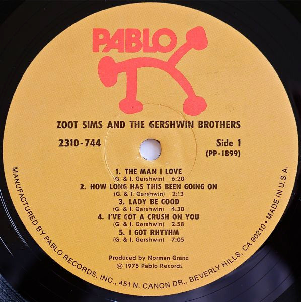 Zoot Sims - Zoot Sims And The Gershwin Brothers - Mint- LP Record 1975 Pablo USA Vinyl - Jazz / Swing / Bop - Shuga Records