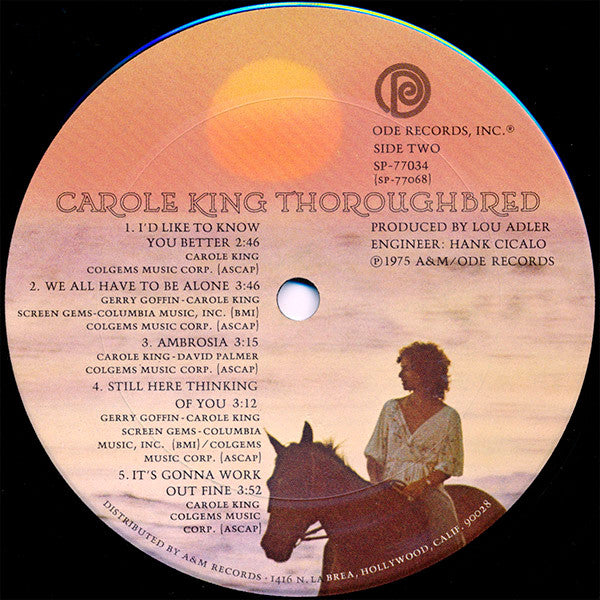 Carole King - Thoroughbred - Mint- LP Record 1975 Ode USA Original Press Gold Stamp Promo Vinyl - Pop Rock / Soft Rock / Folk Rock - Shuga Records
