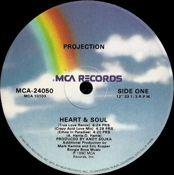 Projection - Heart & Soul - Mint- 12" Single Record 1990 MCA USA Vinyl - House - Shuga Records