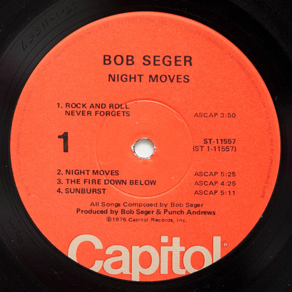 Bob Seger And The Silver Bullet Band - Night Moves VG+ LP Record 1976 Capitol USA Original Vinyl - Pop Rock / Classic Rock - Shuga Records