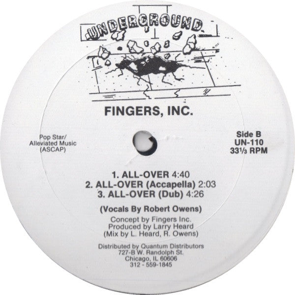 Fingers, Inc. - It's Over - VG- (low grade) 12" Single Record 1986 Underground Chicago Vinyl - Chicago House / Deep House - Shuga Records