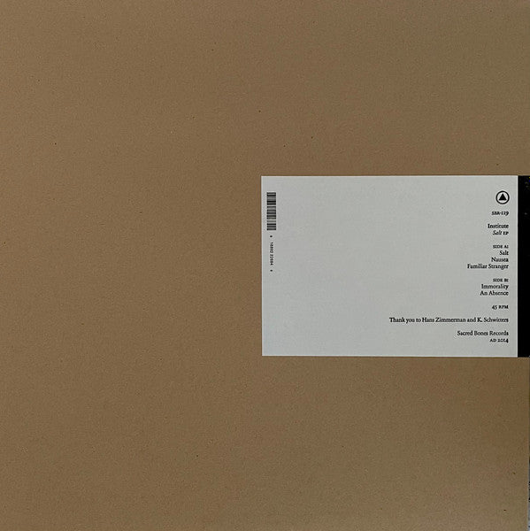Institute - Salt EP - Mint- EP Record 2014 Sacred Bones USA Vinyl & Insert - Rock / Punk Rock / Post-Punk - Shuga Records