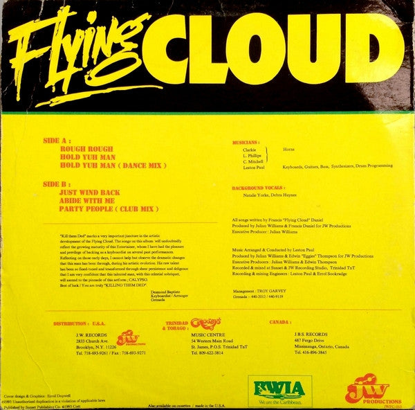 Flying Cloud – Kill Them Ded! - VG+ LP Record (In Partial Shrink) 1993 JW Vinyl - Calypso / Soca - Shuga Records