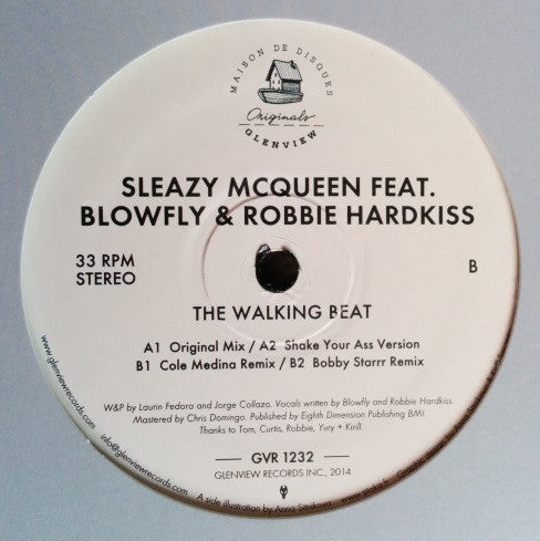 Sleazy Mcqueen Feat. Blowfly & Robbie Hardkiss – The Walking Beat - Mint- 12" Single Record 2014 Glenview USA - Disco House / Nu-Disco - Shuga Records