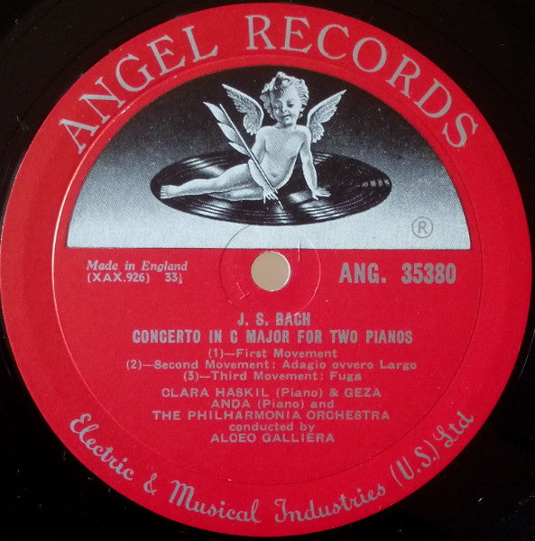 Clara Haskil, Géza Anda, Alceo Galliera – Bach, Mozart : Concertos For Two Pianos - VG+ LP Record 1957 Angle USA/UK Mono Vinyl - Classical - Shuga Records